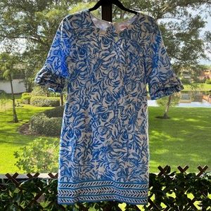 Lilly Pulitzer Ruffle Fiesta Stretch Dress On a Role Blue